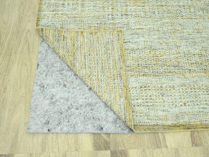 9'3" x 12'1" New Hand Knotted Yellow Wool Rectangle Oriental Rug - MOA10276933