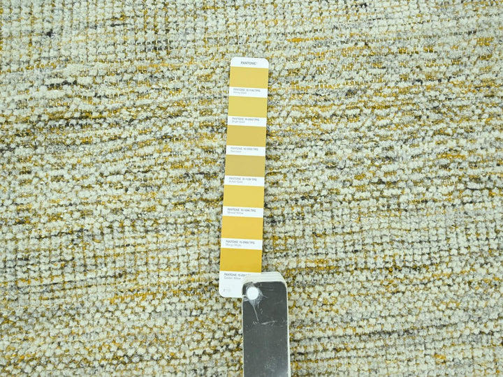 9'3" x 12'1" New Hand Knotted Yellow Wool Rectangle Oriental Rug - MOA10276933