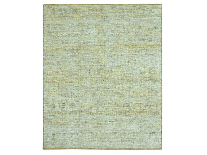 8'1" x 10'2" New Hand Knotted Yellow Wool Rectangle Oriental Rug - MOA10276935