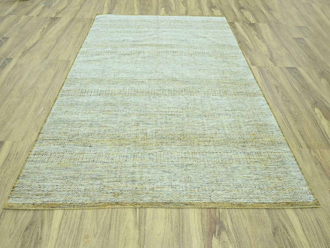 8'1" x 10'2" New Hand Knotted Yellow Wool Rectangle Oriental Rug - MOA10276935