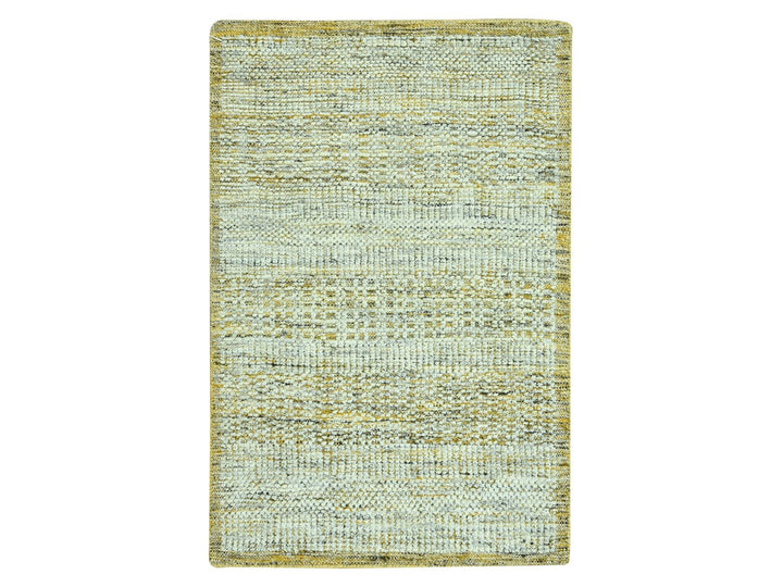 2'0" x 3'0" New Hand Knotted Yellow Wool Rectangle Oriental Rug - MOA10276936