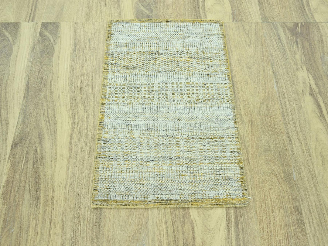 2'0" x 3'0" New Hand Knotted Yellow Wool Rectangle Oriental Rug - MOA10276936