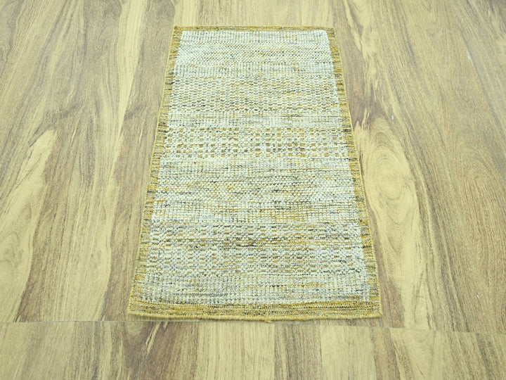 2'0" x 3'0" New Hand Knotted Yellow Wool Rectangle Oriental Rug - MOA10276938