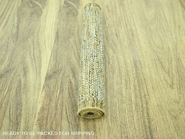 2'0" x 3'0" New Hand Knotted Yellow Wool Rectangle Oriental Rug - MOA10276938