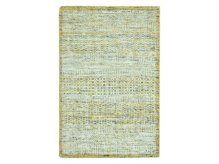 2'0" x 3'0" New Hand Knotted Yellow Wool Rectangle Oriental Rug - MOA10276939