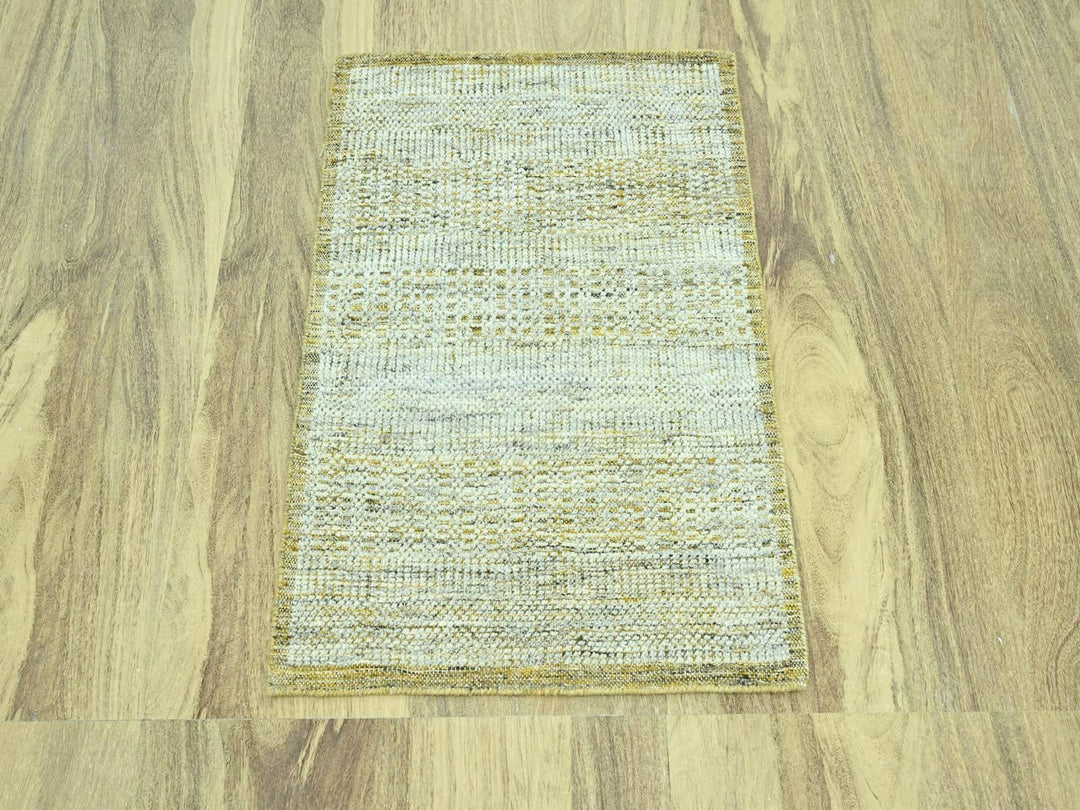 2'0" x 3'0" New Hand Knotted Yellow Wool Rectangle Oriental Rug - MOA10276939