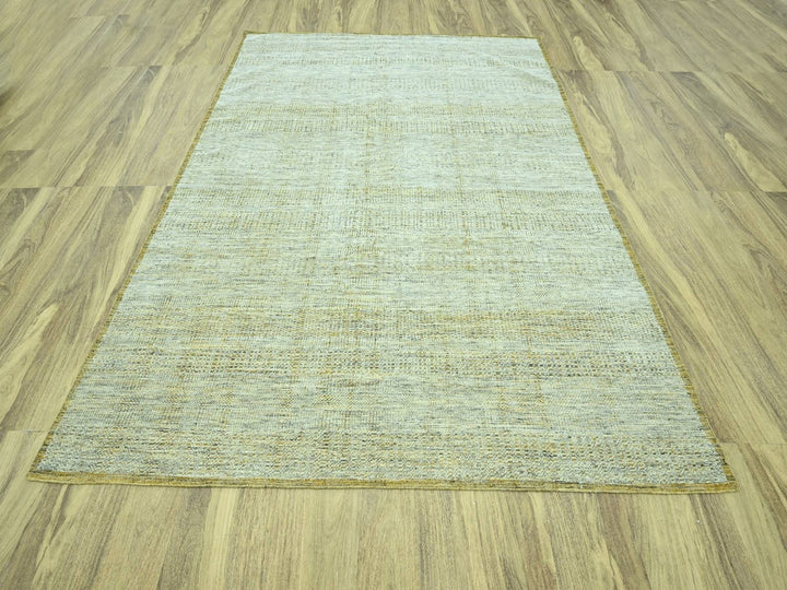 7'11" x 9'10" New Hand Knotted Yellow Wool Rectangle Oriental Rug - MOA10276940