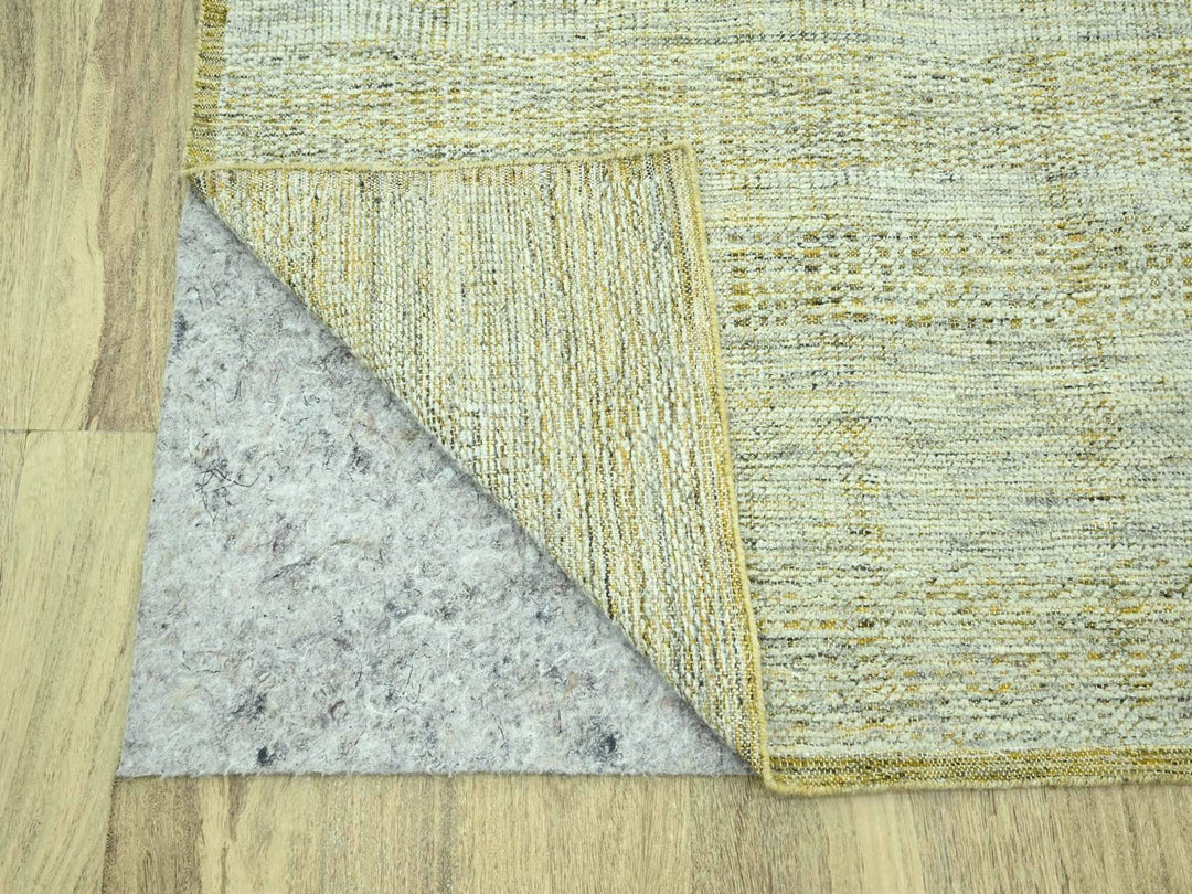 7'11" x 9'10" New Hand Knotted Yellow Wool Rectangle Oriental Rug - MOA10276940