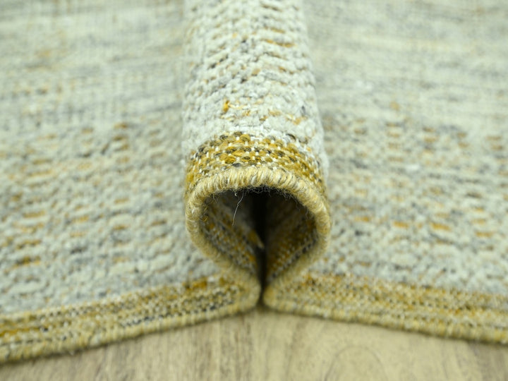 7'11" x 9'10" New Hand Knotted Yellow Wool Rectangle Oriental Rug - MOA10276940