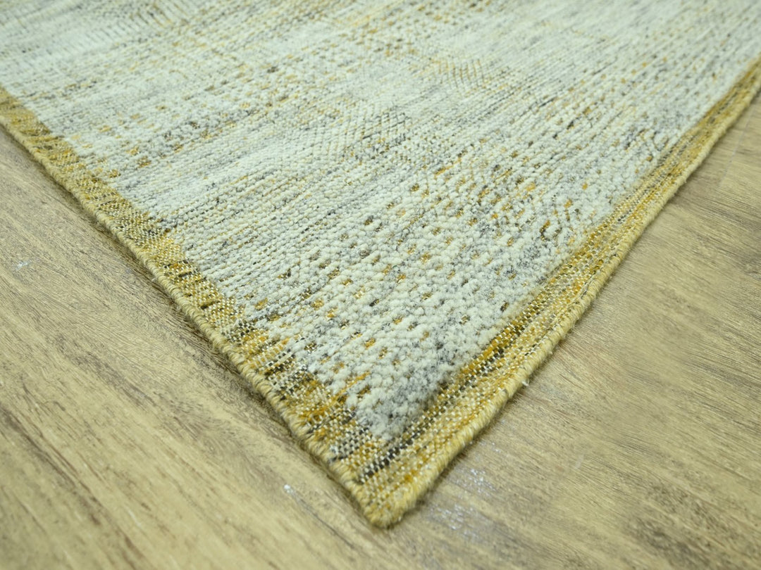 7'11" x 9'10" New Hand Knotted Yellow Wool Rectangle Oriental Rug - MOA10276940