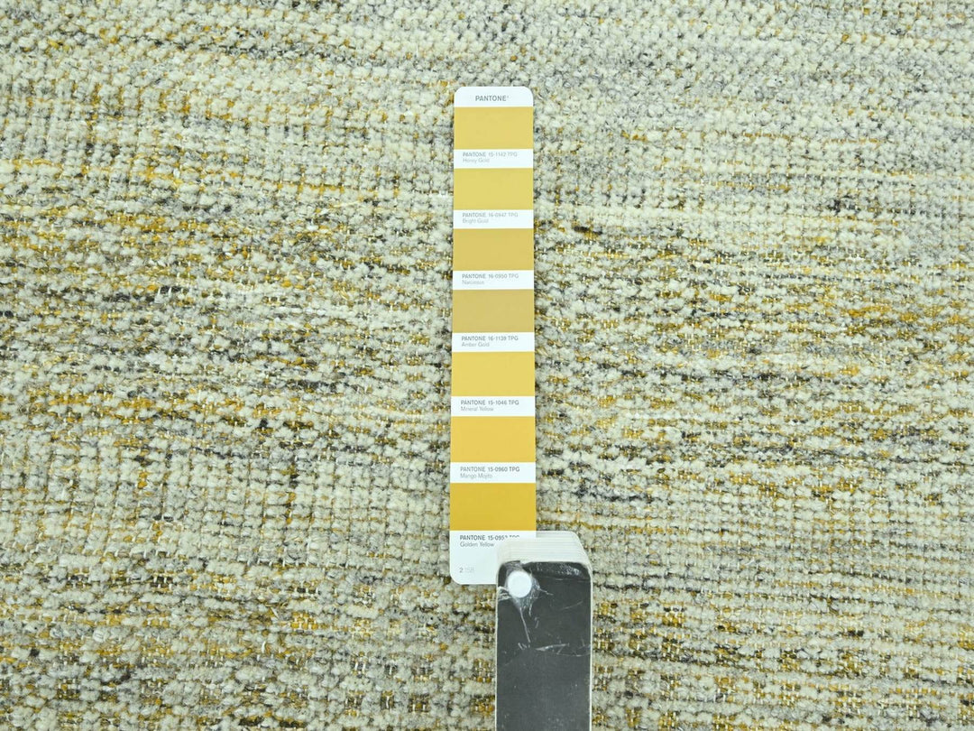 7'11" x 9'10" New Hand Knotted Yellow Wool Rectangle Oriental Rug - MOA10276940