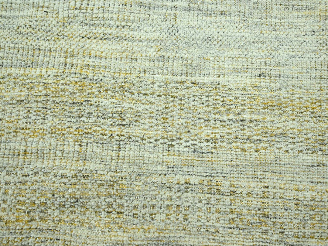 7'11" x 9'10" New Hand Knotted Yellow Wool Rectangle Oriental Rug - MOA10276940