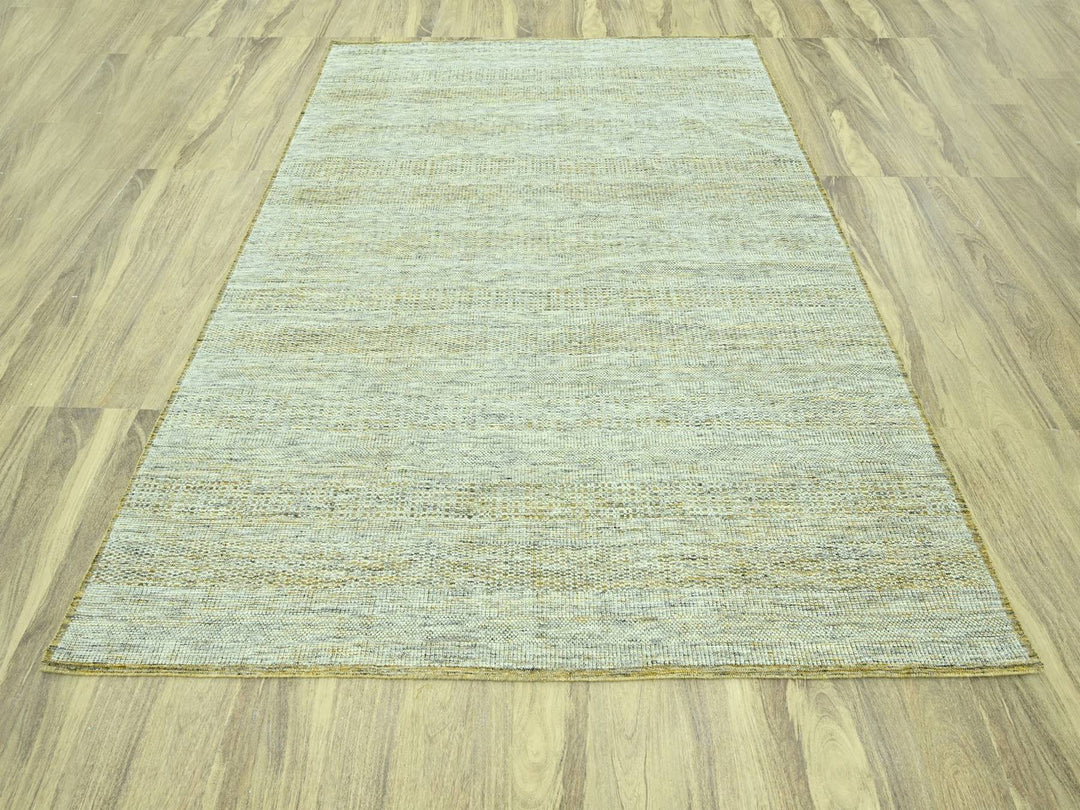 8'2" x 10'0" New Hand Knotted Yellow Wool Rectangle Oriental Rug - MOA10276941