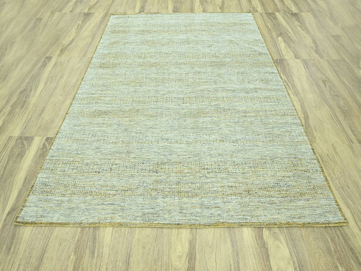 8'2" x 10'0" New Hand Knotted Yellow Wool Rectangle Oriental Rug - MOA10276941