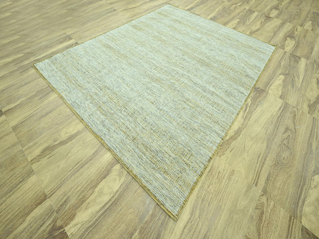 8'2" x 10'0" New Hand Knotted Yellow Wool Rectangle Oriental Rug - MOA10276941