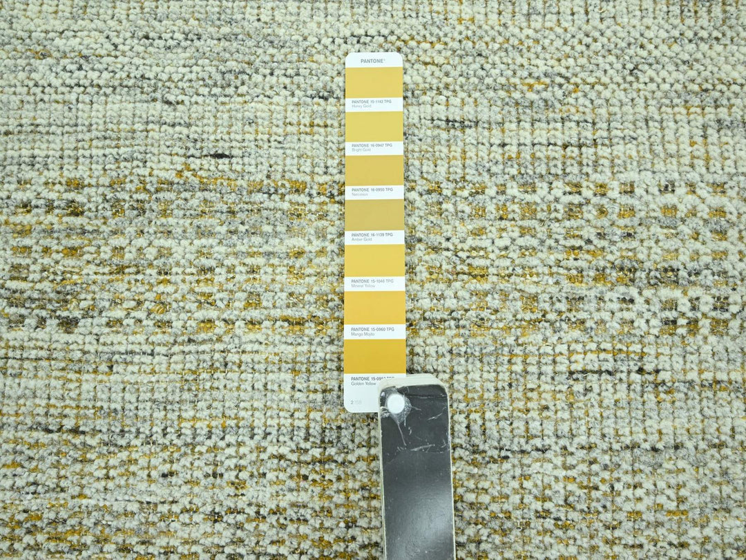 8'2" x 10'0" New Hand Knotted Yellow Wool Rectangle Oriental Rug - MOA10276941