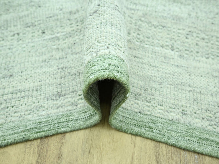 8'11" x 12'1" New Hand Knotted Green Wool Rectangle Oriental Rug - MOA10276942