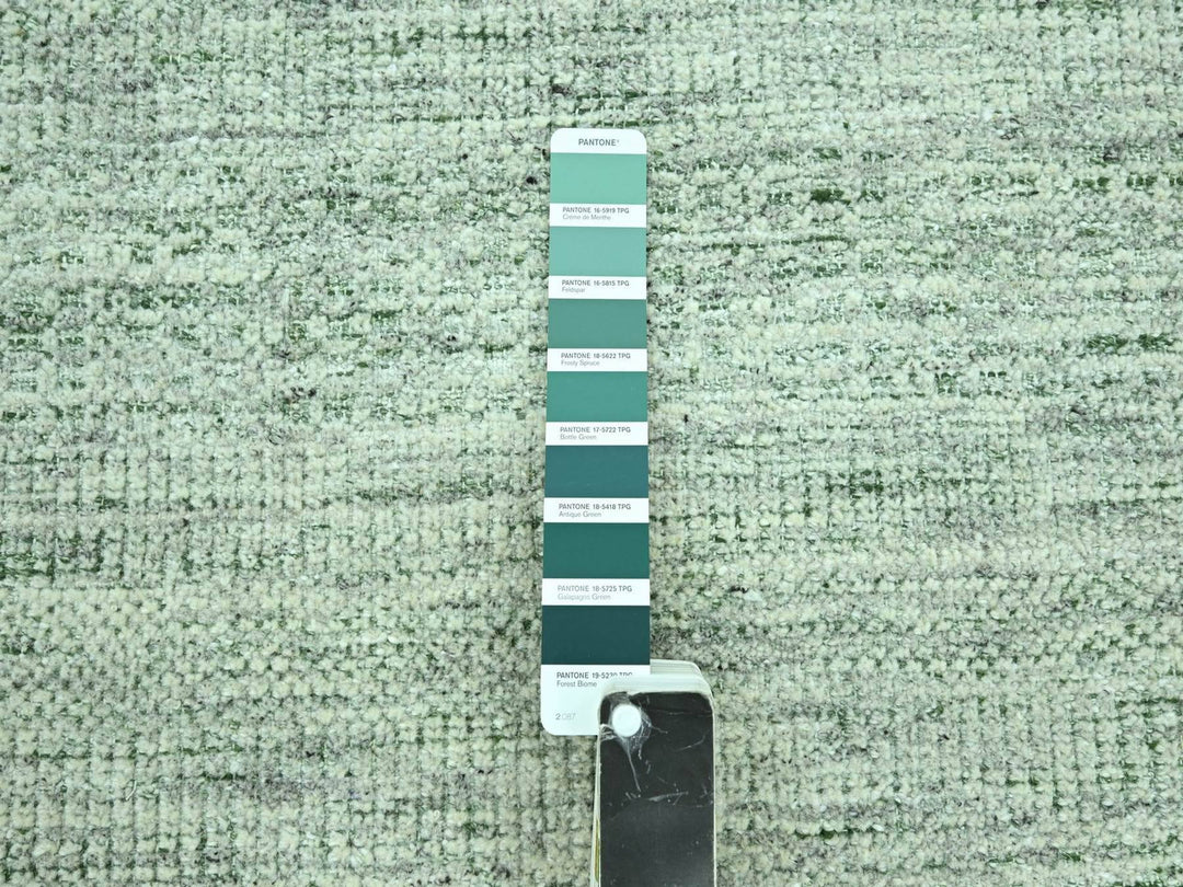 9'11" x 14'0" New Hand Knotted Green Wool Rectangle Oriental Rug - MOA10276943