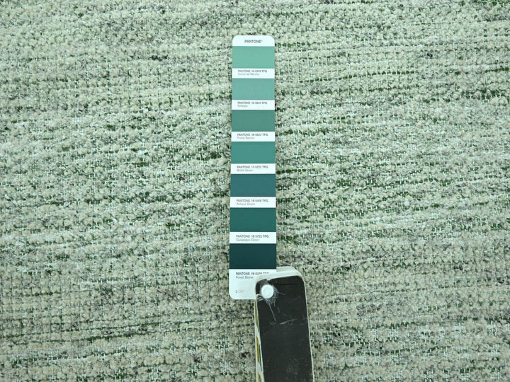 11'10" x 14'10" New Hand Knotted Green Wool Rectangle Oriental Rug - MOA10276944