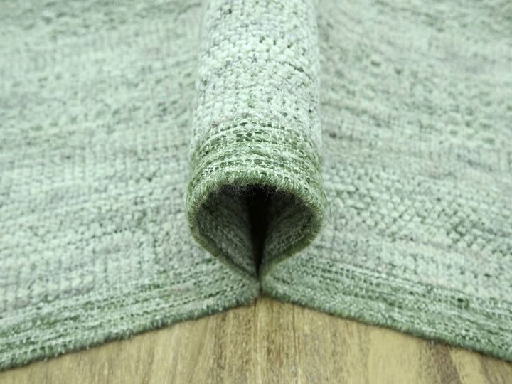 8'10" x 11'10" New Hand Knotted Green Wool Rectangle Oriental Rug - MOA10276946