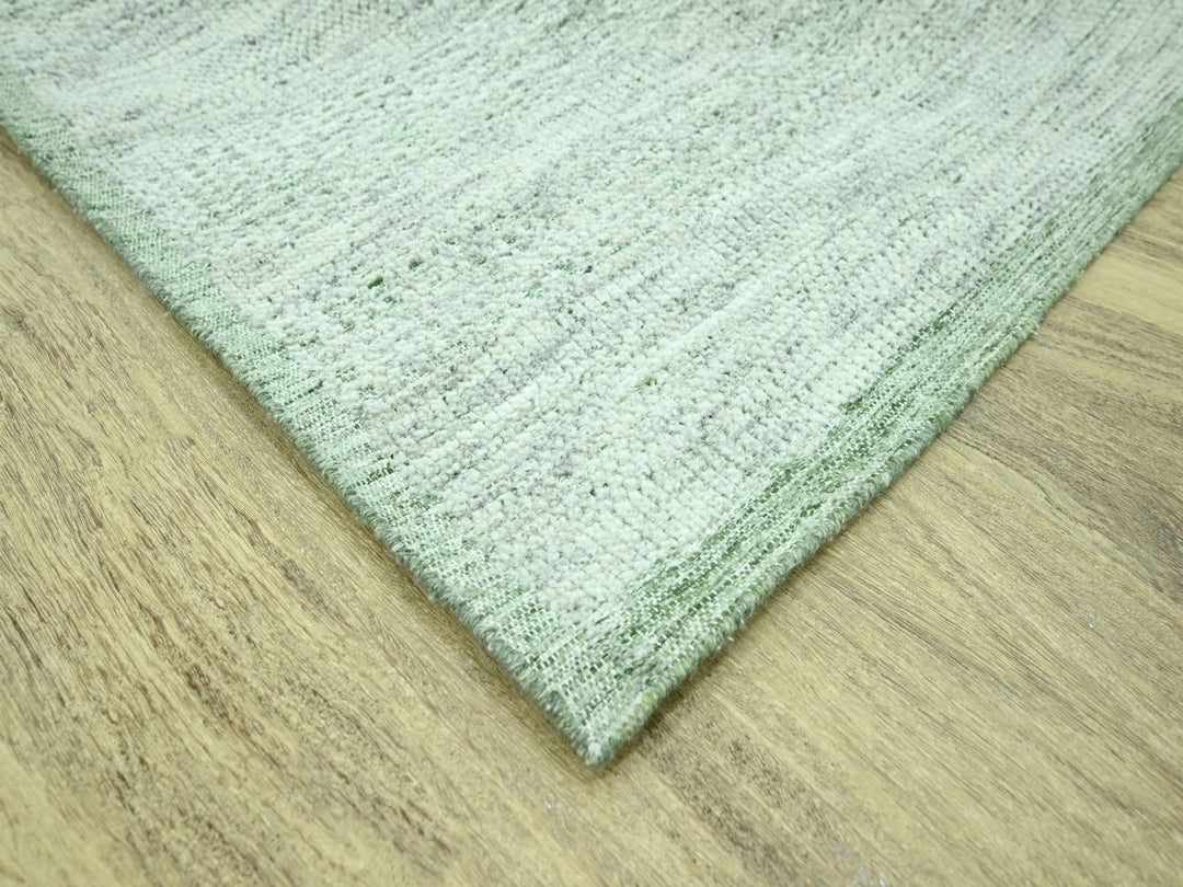 8'10" x 11'10" New Hand Knotted Green Wool Rectangle Oriental Rug - MOA10276946