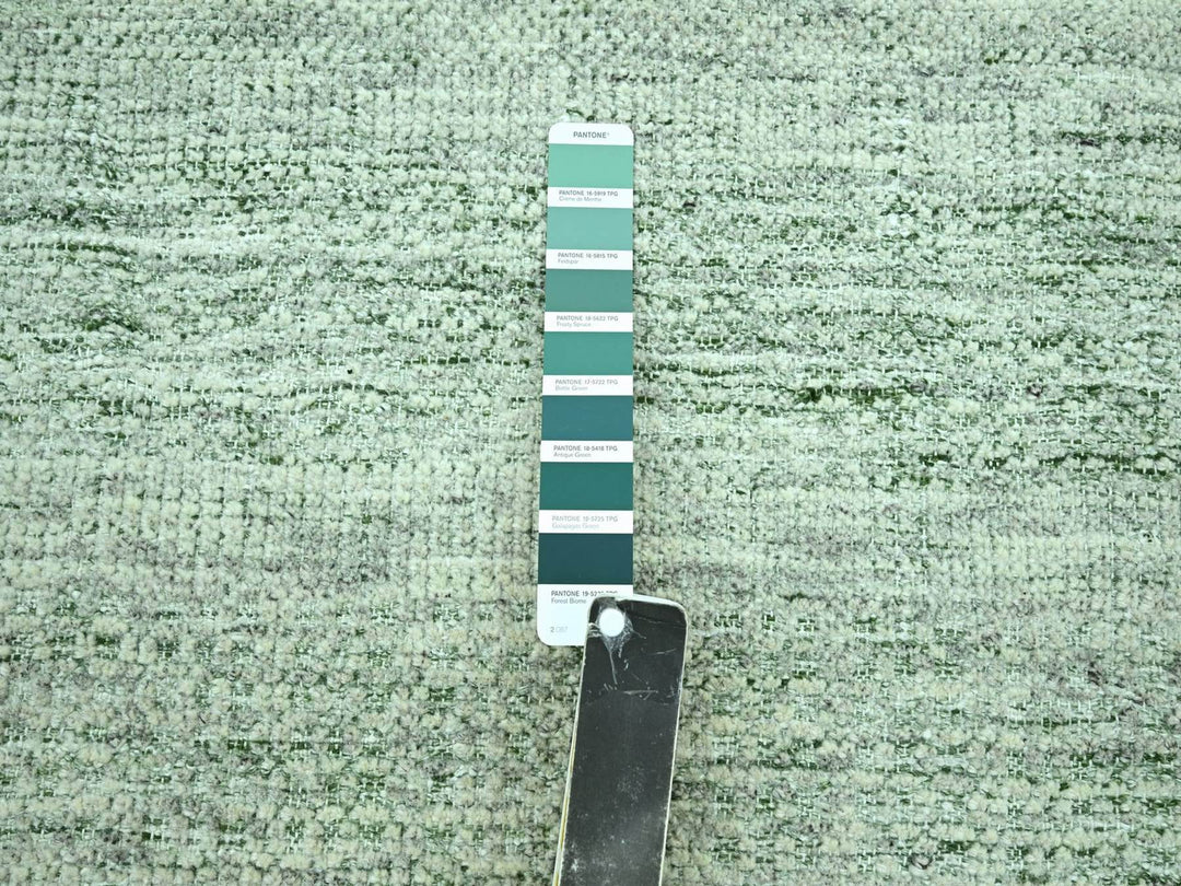 8'10" x 11'10" New Hand Knotted Green Wool Rectangle Oriental Rug - MOA10276946