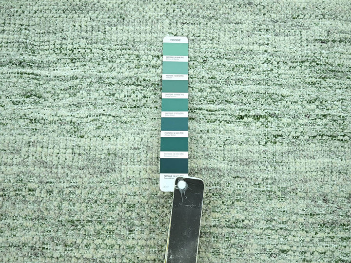 8'10" x 11'10" New Hand Knotted Green Wool Rectangle Oriental Rug - MOA10276946