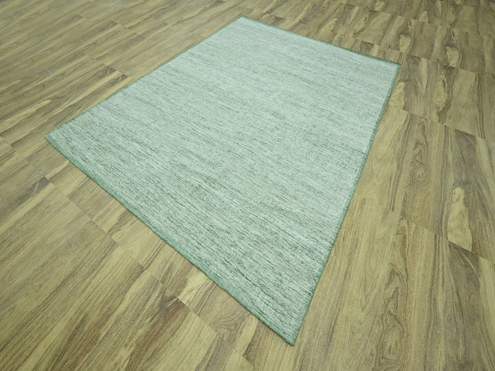 8'0" x 10'0" New Hand Knotted Green Wool Rectangle Oriental Rug - MOA10276947