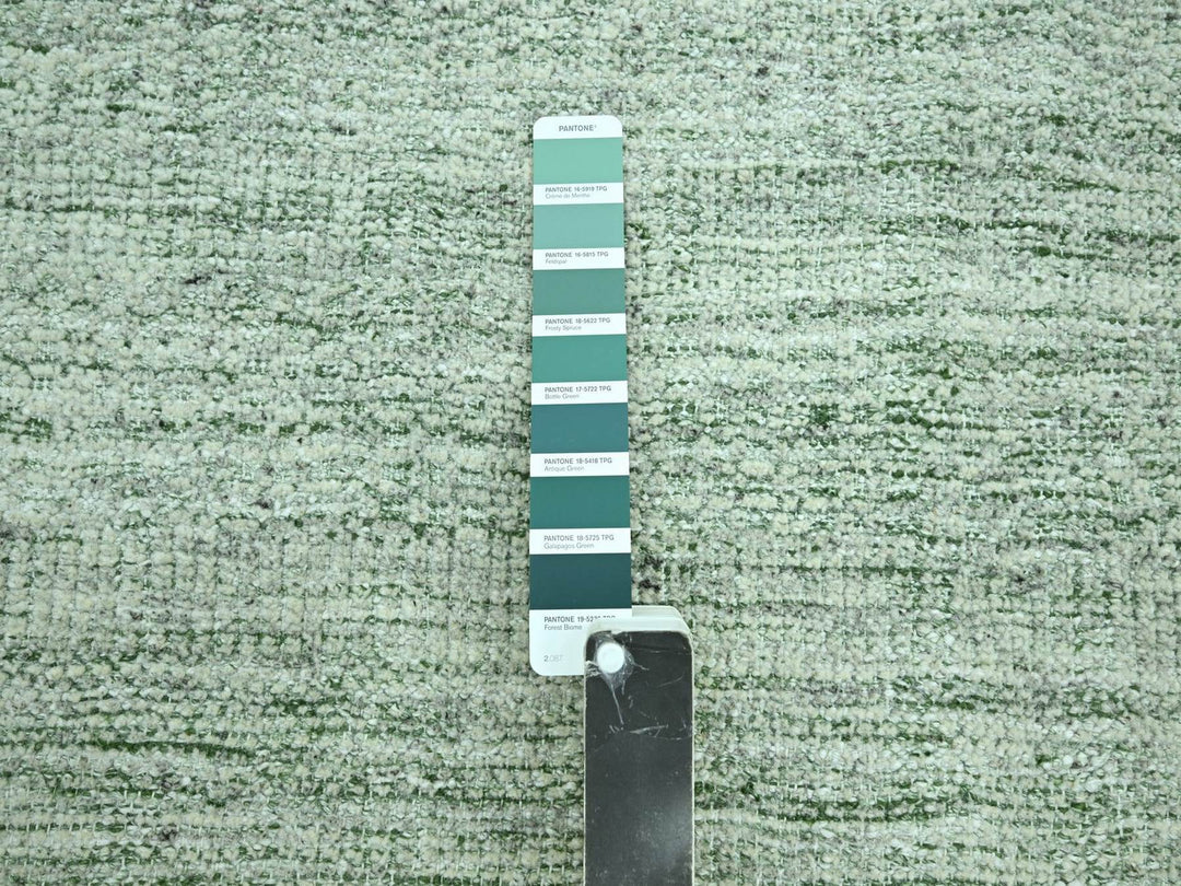 8'0" x 10'0" New Hand Knotted Green Wool Rectangle Oriental Rug - MOA10276947