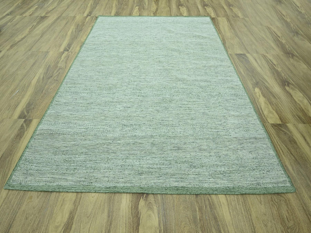 8'0" x 10'0" New Hand Knotted Green Wool Rectangle Oriental Rug - MOA10276948