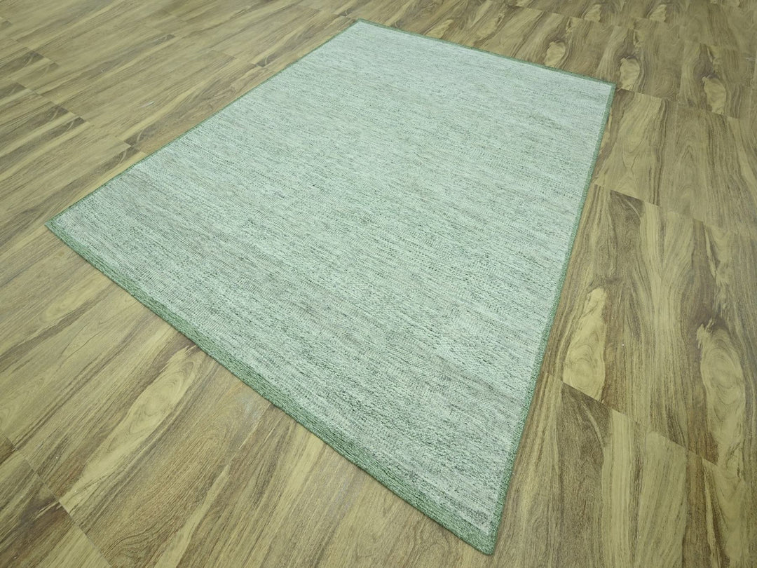 8'0" x 10'0" New Hand Knotted Green Wool Rectangle Oriental Rug - MOA10276948