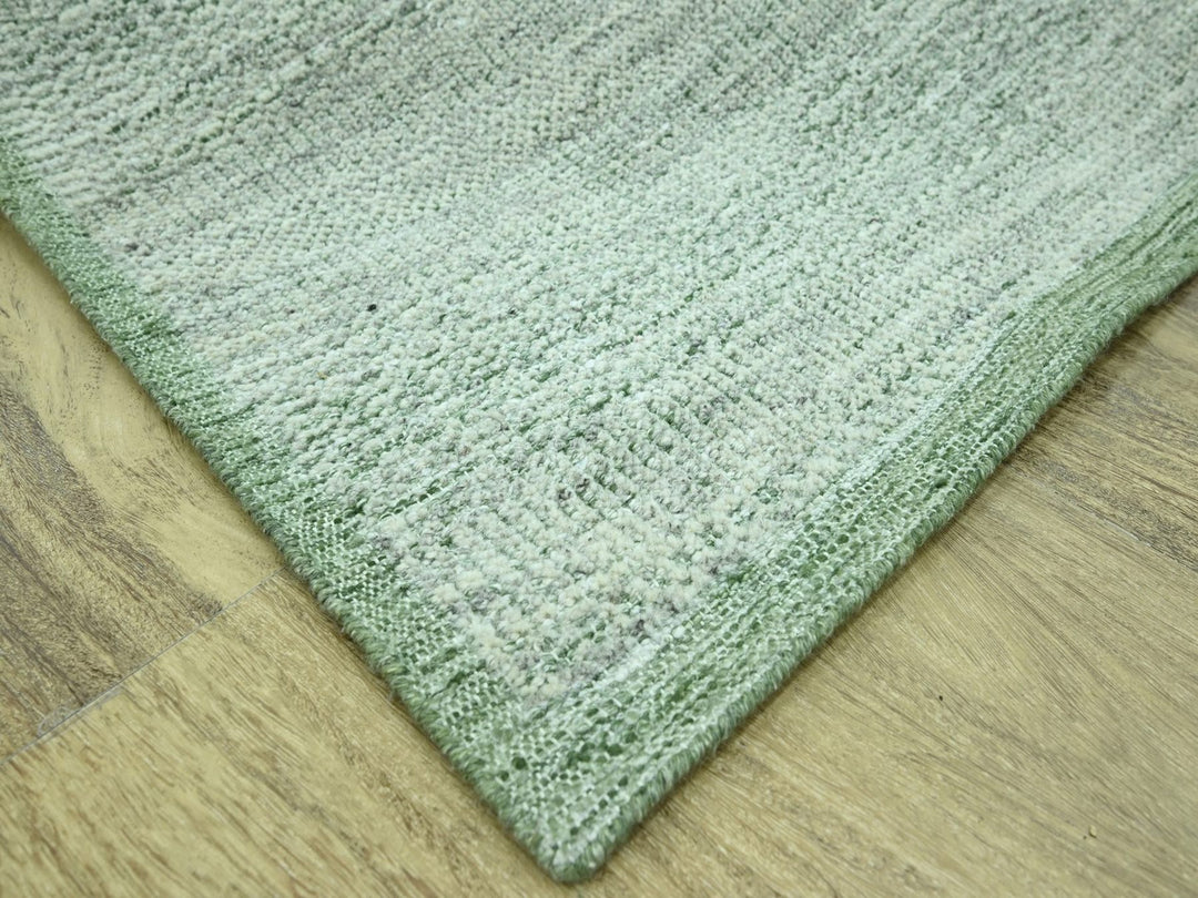 8'0" x 10'0" New Hand Knotted Green Wool Rectangle Oriental Rug - MOA10276948