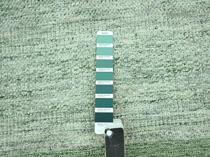 8'0" x 10'0" New Hand Knotted Green Wool Rectangle Oriental Rug - MOA10276948