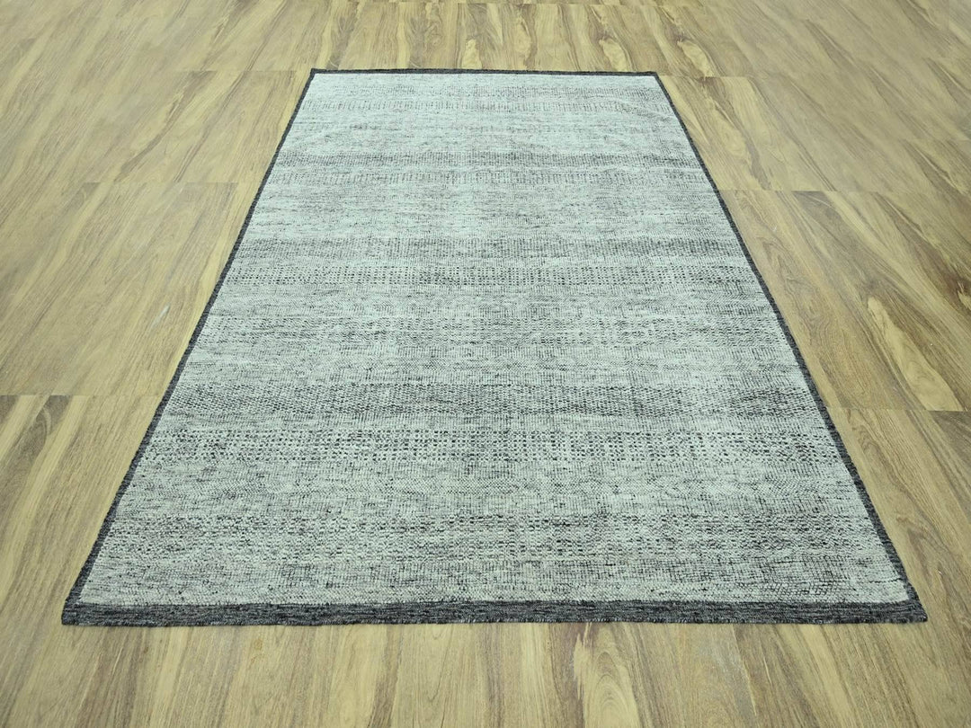 8'2" x 10'0" New Hand Knotted Black Wool Rectangle Oriental Rug - MOA10276952