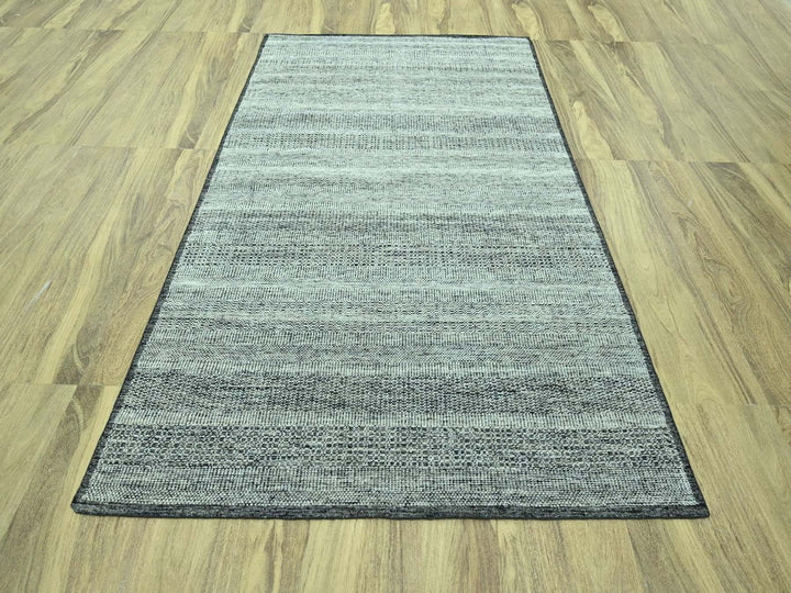 6'2" x 9'0" New Hand Knotted Black Wool Rectangle Oriental Rug - MOA10276954