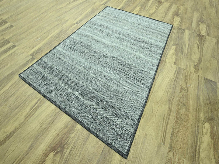 6'2" x 9'0" New Hand Knotted Black Wool Rectangle Oriental Rug - MOA10276954