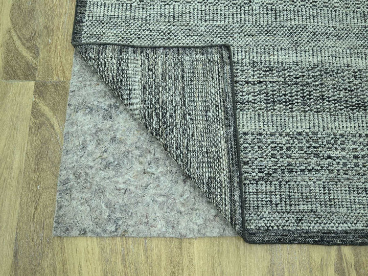 6'2" x 9'0" New Hand Knotted Black Wool Rectangle Oriental Rug - MOA10276954