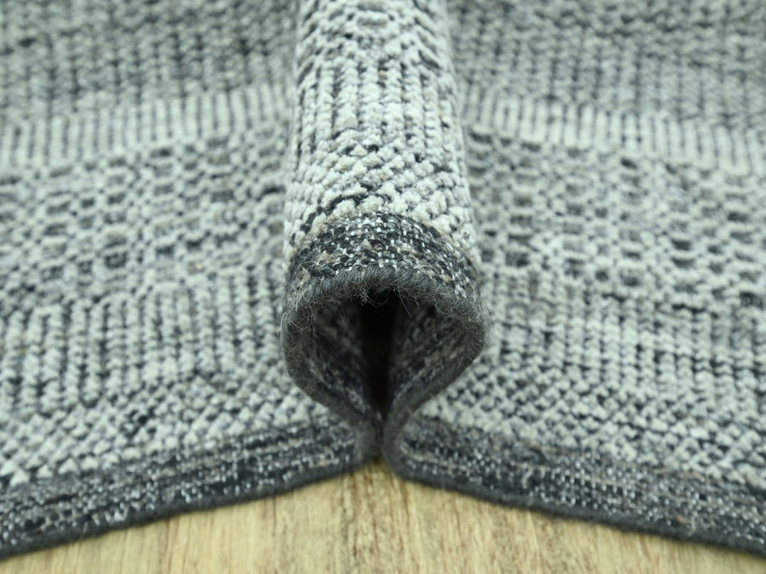 6'2" x 9'0" New Hand Knotted Black Wool Rectangle Oriental Rug - MOA10276954