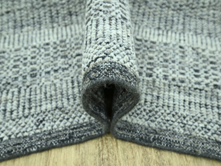 6'2" x 9'0" New Hand Knotted Black Wool Rectangle Oriental Rug - MOA10276954