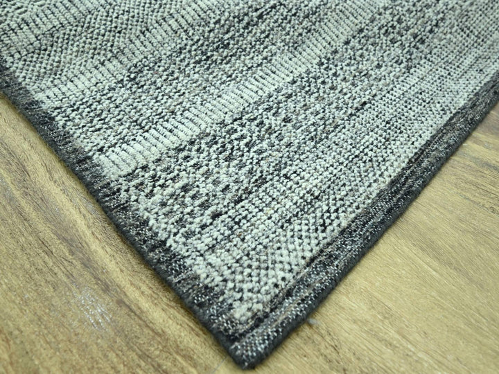 6'2" x 9'0" New Hand Knotted Black Wool Rectangle Oriental Rug - MOA10276954