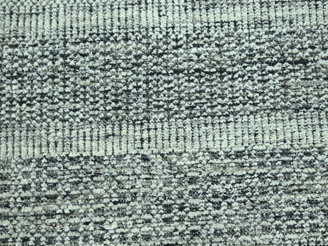 6'2" x 9'0" New Hand Knotted Black Wool Rectangle Oriental Rug - MOA10276954