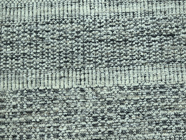 6'2" x 9'0" New Hand Knotted Black Wool Rectangle Oriental Rug - MOA10276954