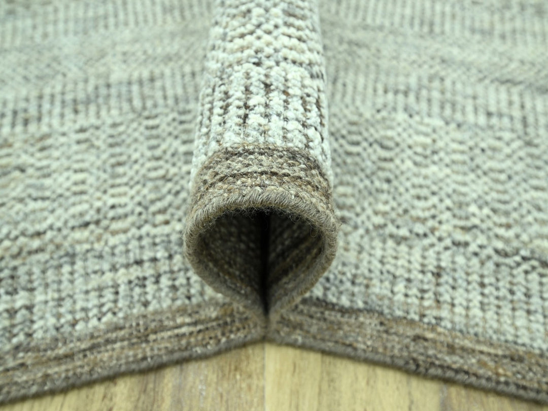 8'2" x 10'3" New Hand Knotted Brown Wool Rectangle Oriental Rug - MOA10276964