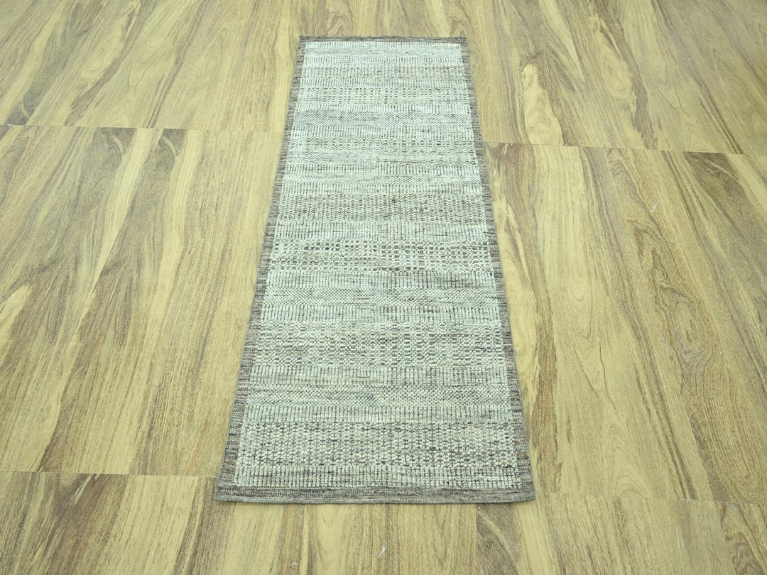 2'8" x 6'3" New Hand Knotted Brown Wool Runner Oriental Rug - MOA10276965