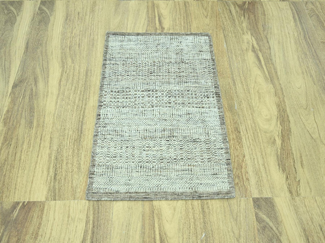 2'0" x 3'0" New Hand Knotted Brown Wool Rectangle Oriental Rug - MOA10276968