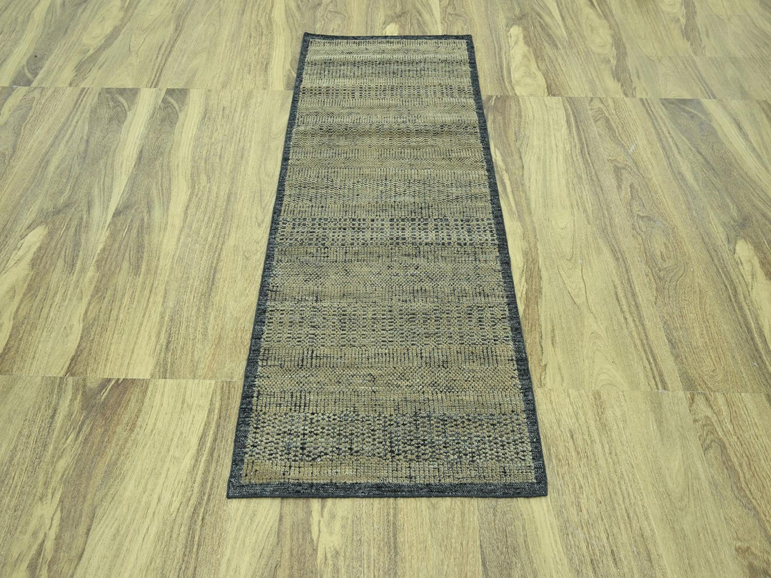2'8" x 6'1" New Hand Knotted Brown Wool Runner Oriental Rug - MOA10276972