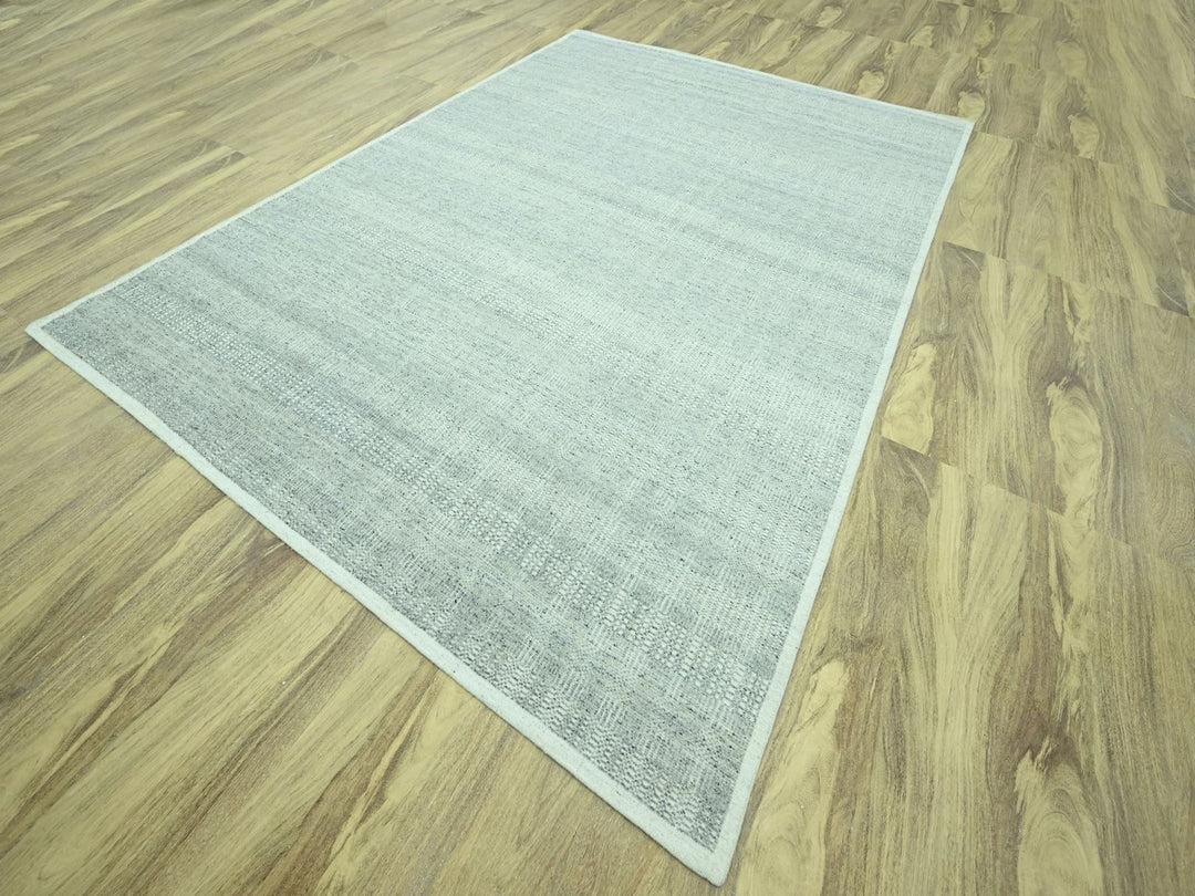 9'1" x 12'1" New Hand Knotted Grey Wool Rectangle Oriental Rug - MOA10276975