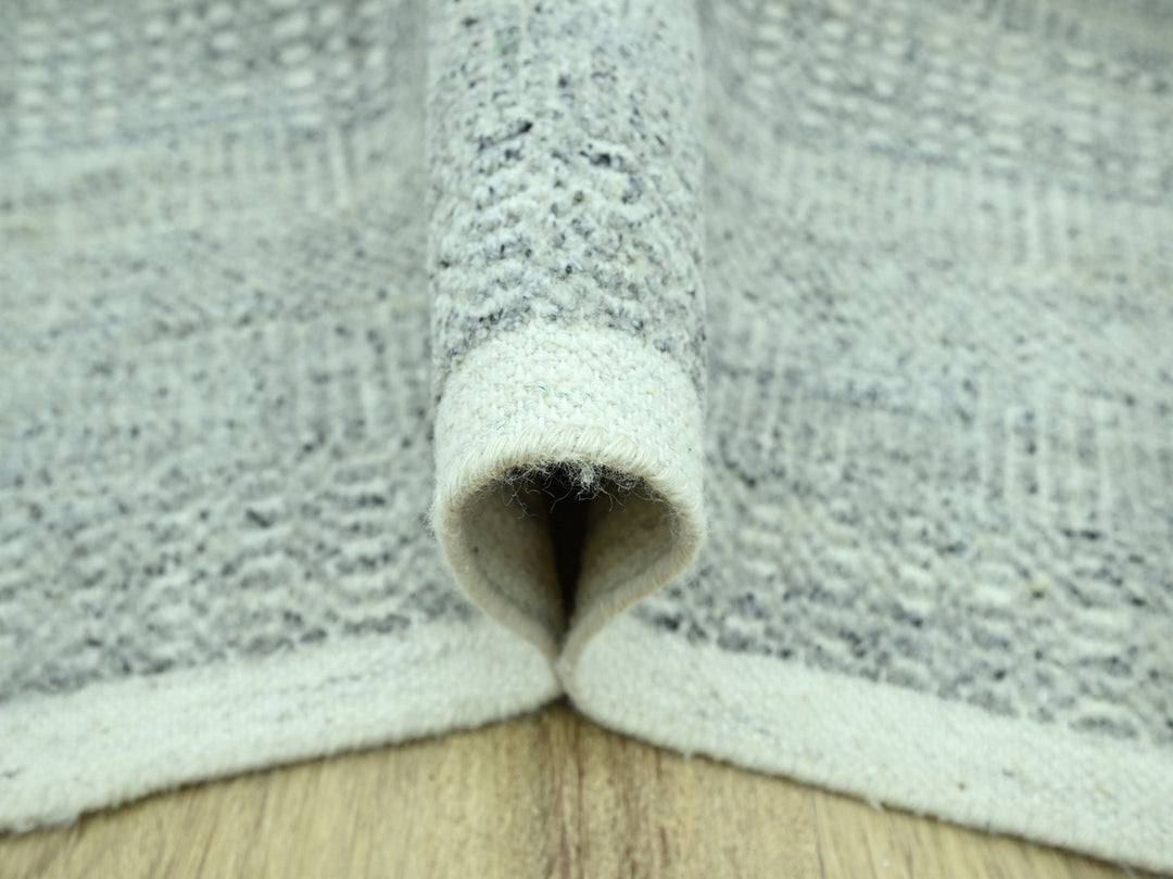 9'1" x 12'1" New Hand Knotted Grey Wool Rectangle Oriental Rug - MOA10276975