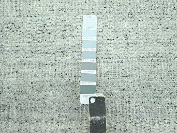 9'1" x 12'1" New Hand Knotted Grey Wool Rectangle Oriental Rug - MOA10276975