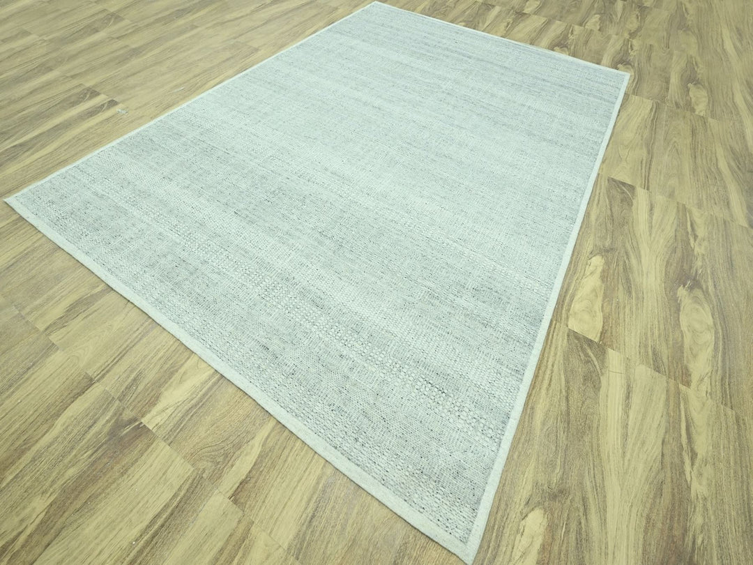 9'1" x 12'2" New Hand Knotted Grey Wool Rectangle Oriental Rug - MOA10276976